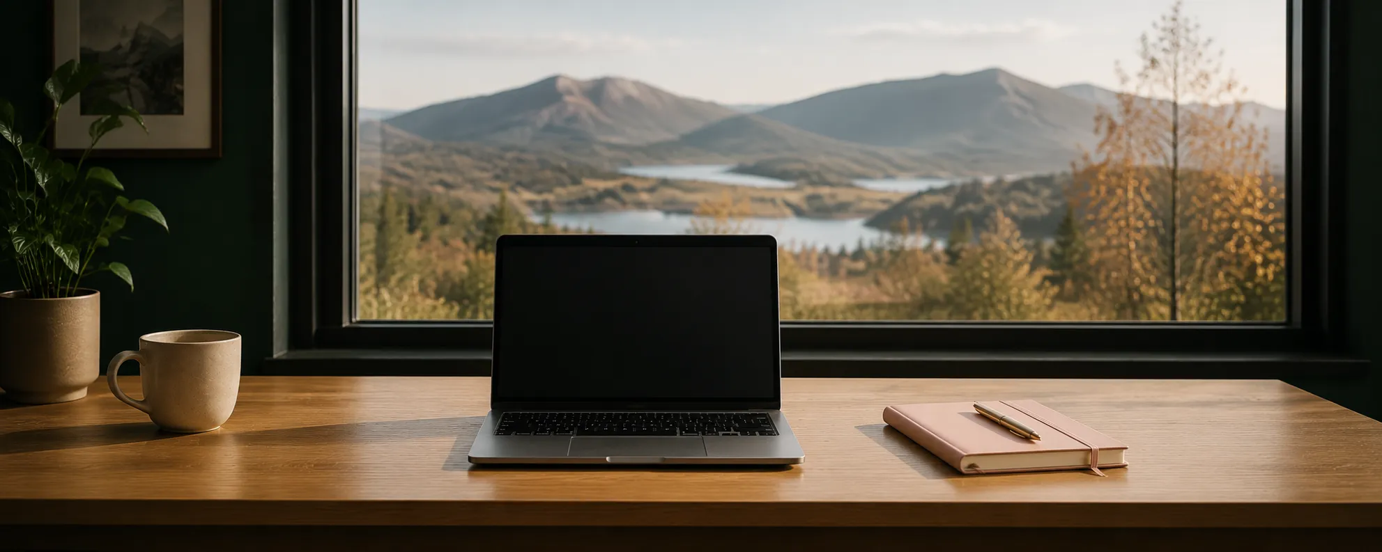 Person in a mustard sweater using a laptop at a wooden table
